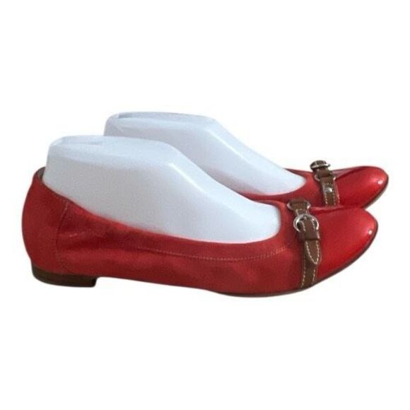 AGL ATTILIO GIUSTI LEOMBRUNI Orange Leather Flats Size 39 (8.5) Cap Toe Ballet - Picture 2 of 14